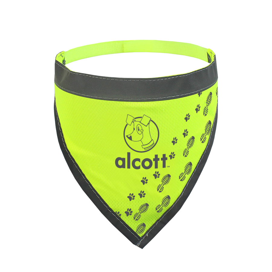 visibility dog bandana in neon yellow